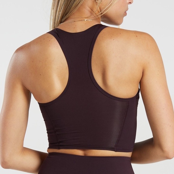 NWT Gymshark Crop Mesh Tank - Plum Brown - Picture 3 of 9